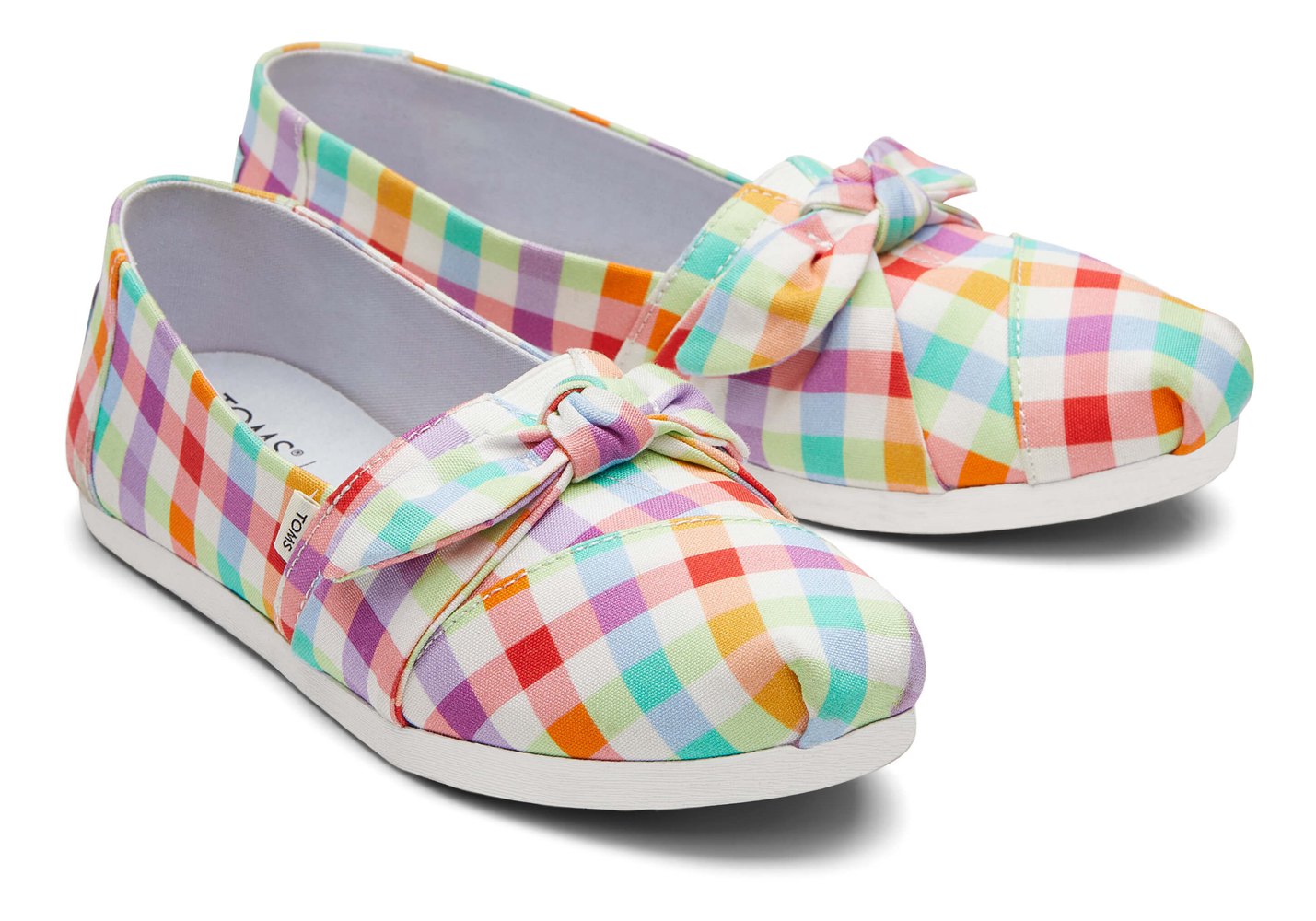 Toms Espadryle Damskie Kolorowe - Alpargata Plaid Bow - 76SGVNRXP